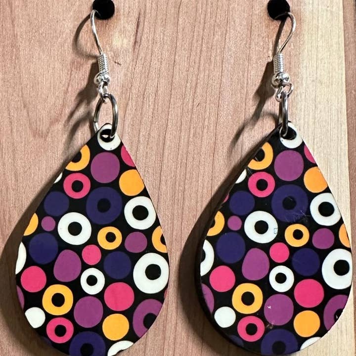 Purple Circle Teardrop Earrings for wholesale by Shades Jewelry & Gifts