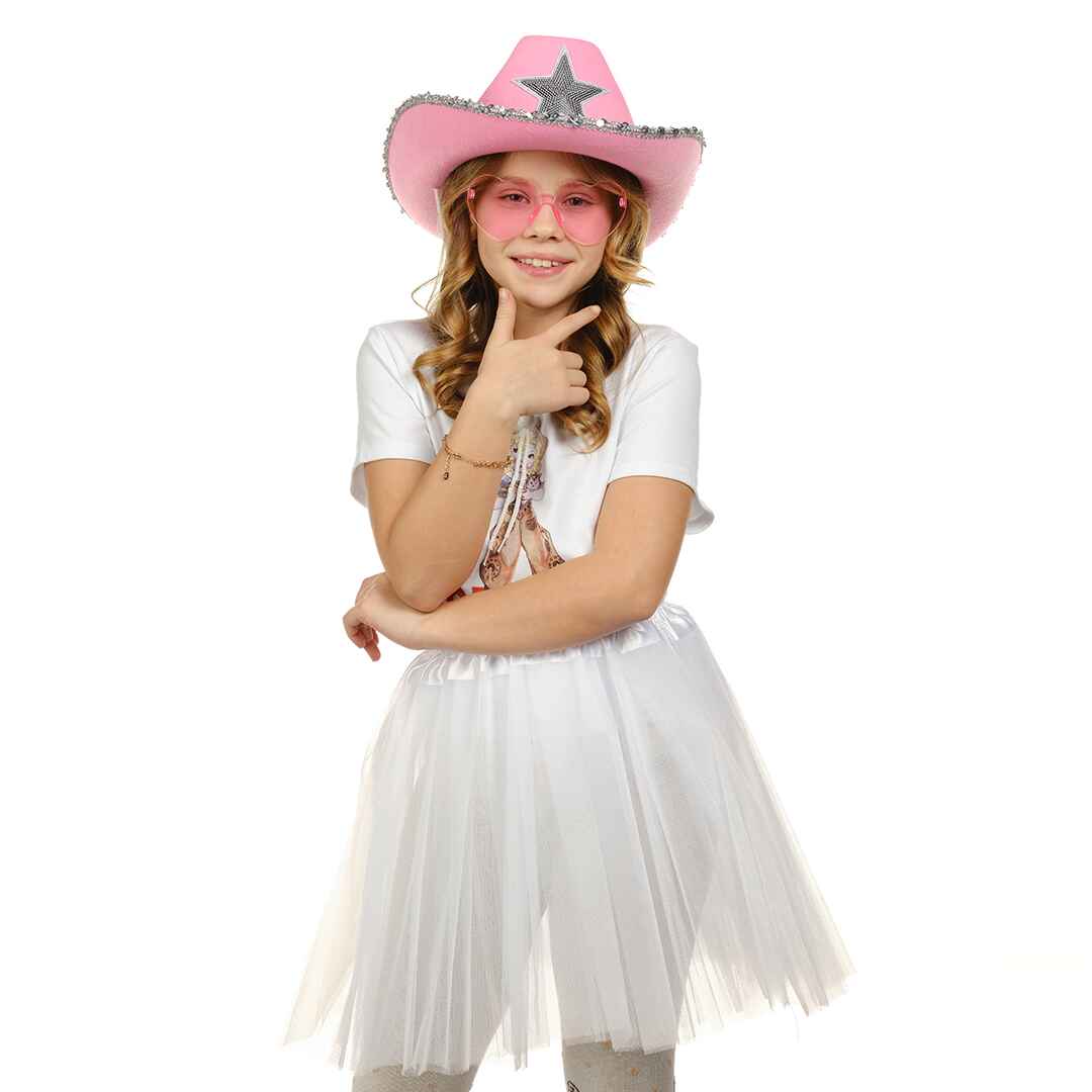 Funcredible - Wholesale Cowboy Hat - Women's - Pink Cowgirl Hat with Heart Glasses - Pink Cowboy Hat7