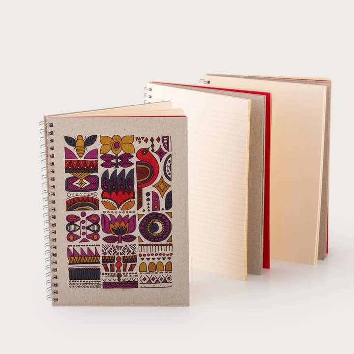 Fire Lined - A5 Spiral Notebook for wholesale by Za'atar Road