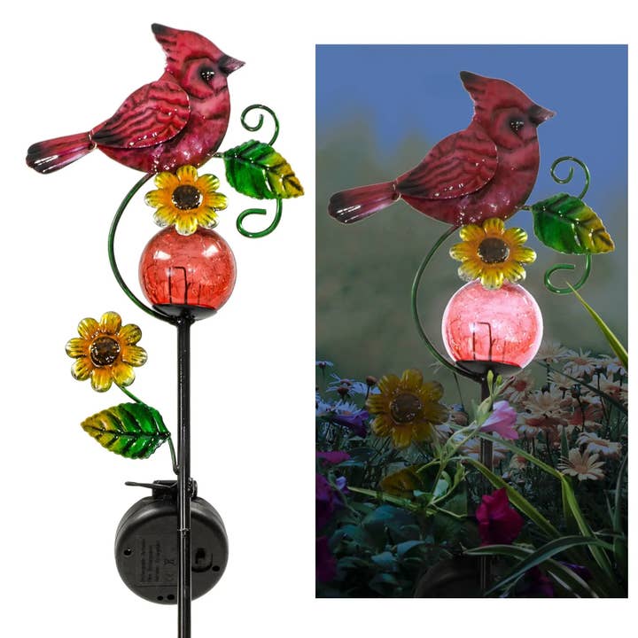 Cardinal and Blue Jay Solar Garden Stake for wholesale by Forever Gifts Inc.
