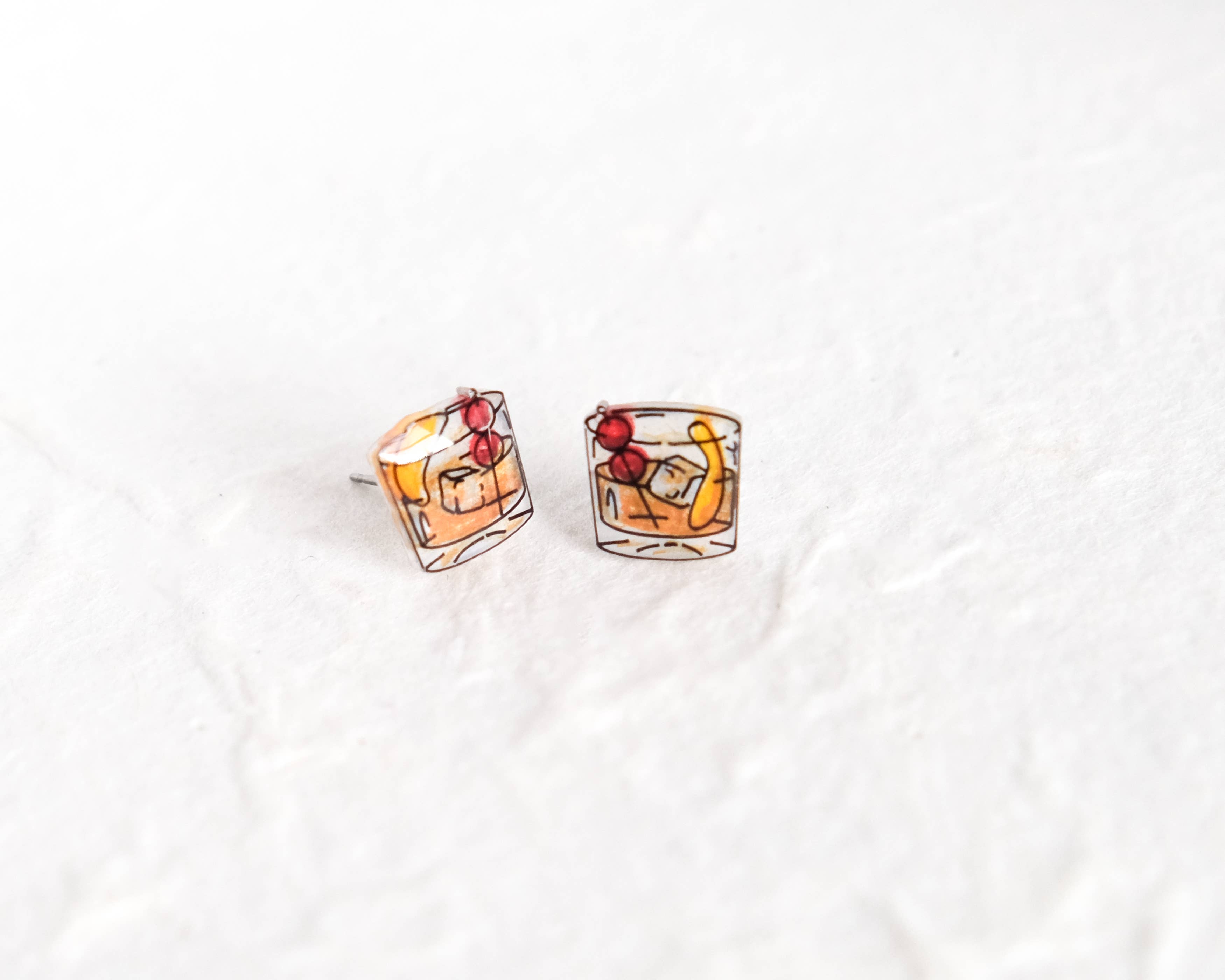 Poptone Co. - Wholesale Knopjes/oorstekers - Ouderwetse cocktailoorbellen | glas whiskydrankjes4