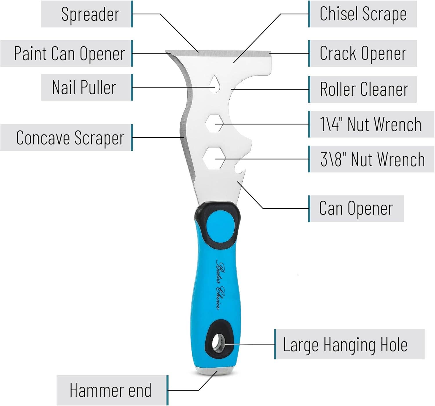 Bates Choice - Wholesale Tool Set - Bates- Paint Scraper, 13 in 1, Painters Tool, Rubber Handle2