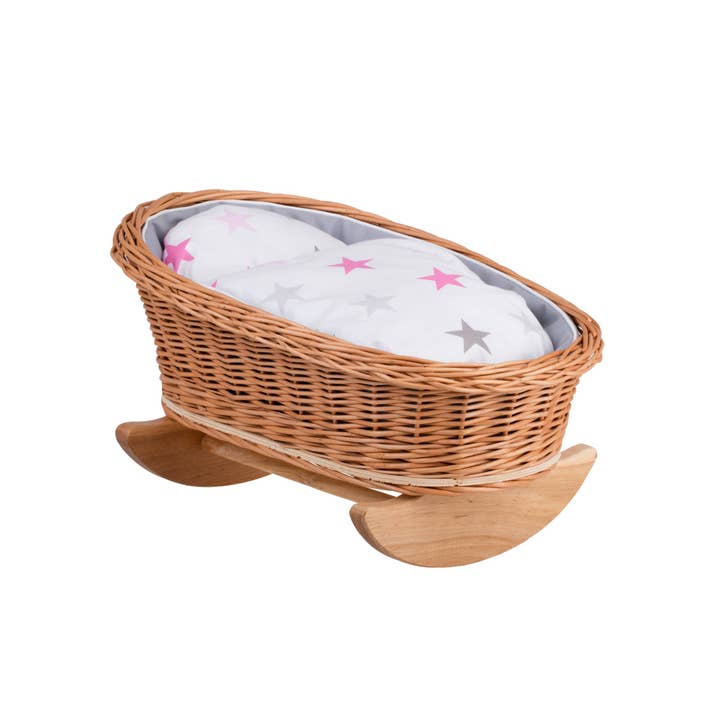 The Wicker Stories - Wholesale Doll Accessory Kit - Kids - Swing Bed For Doll, Wicker Doll Cradle