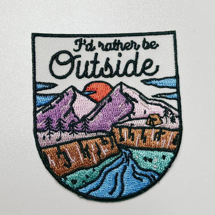 TEELUX - Wholesale Patch - 2.5" I'd Rather be OUTSIDE - Embroidered Hat Patch3