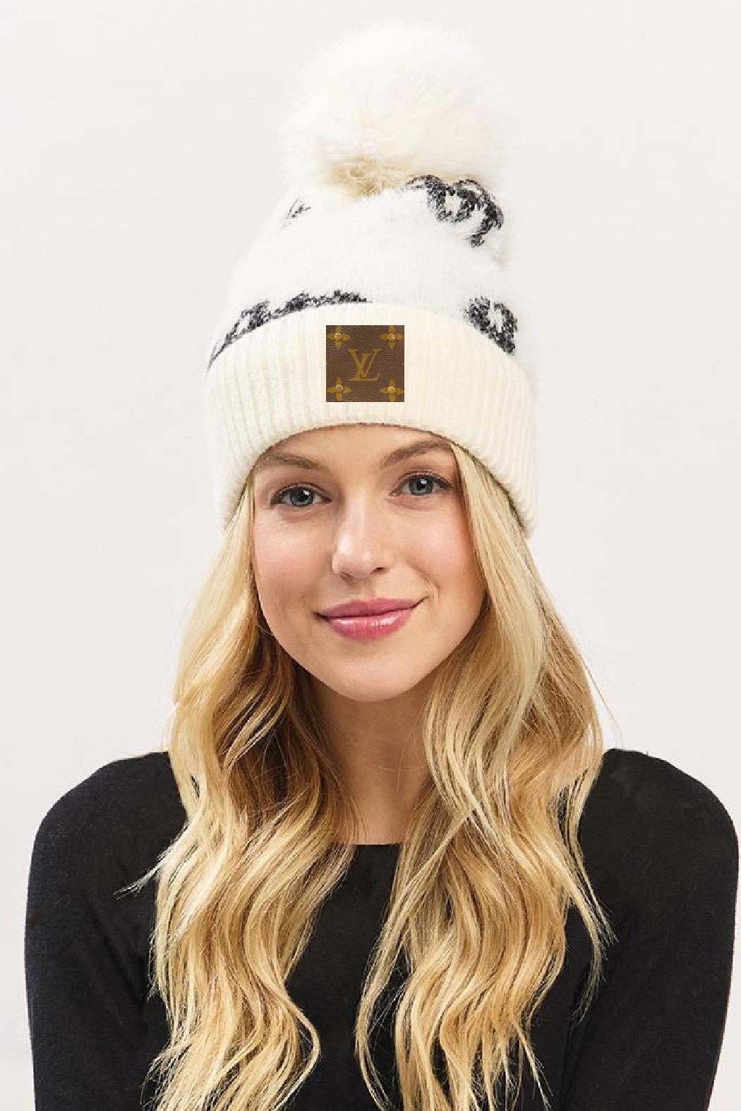 Embellish Your Life - Wholesale Beanie - Women's - Upcycled Fuzzy Abstract Plaid Beanie2