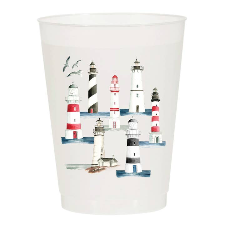 Lighthouses Light House Frosted Cups - Summer for wholesale by Sip Hip Hooray