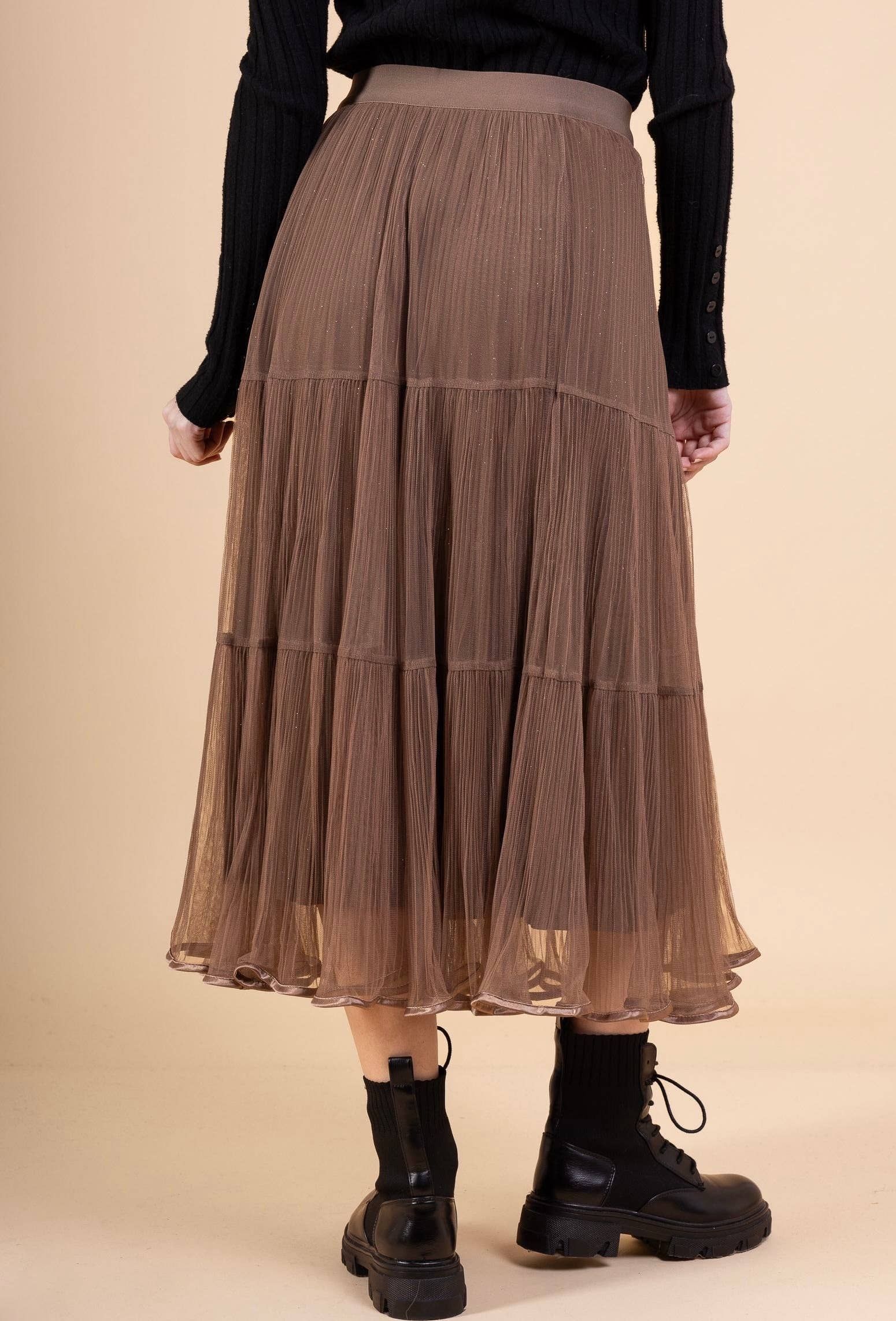 Reversible taupe tulle long skirt for women - Orice for wholesale on Faire2