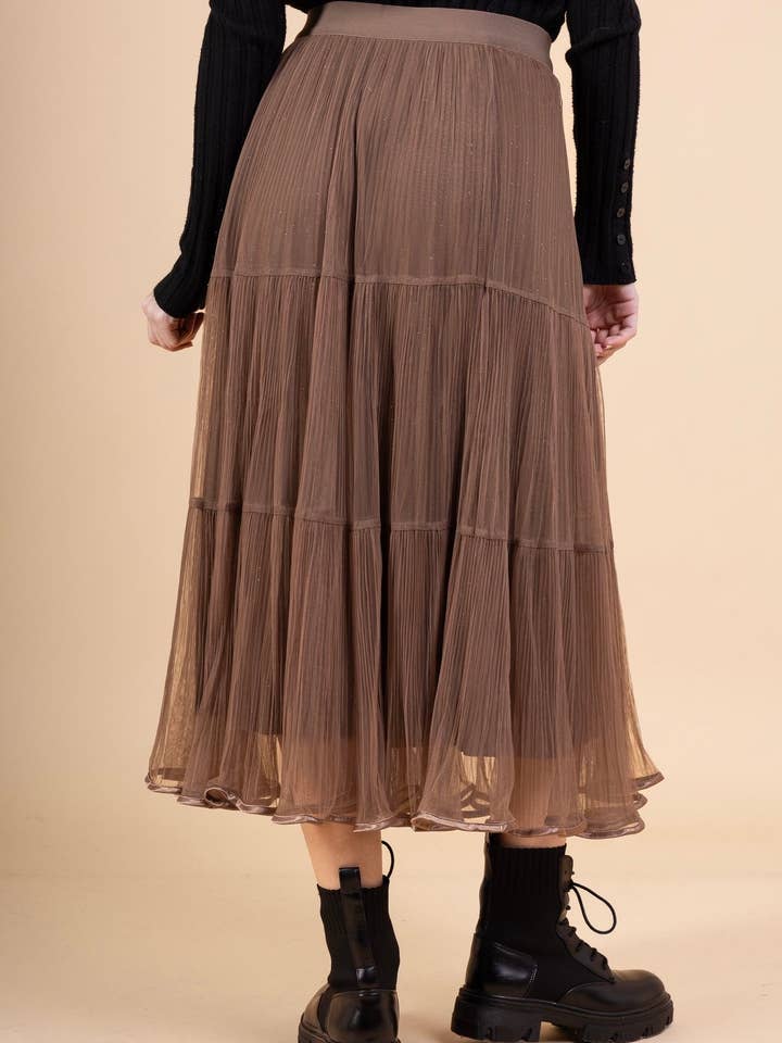 Reversible taupe tulle long skirt for women - Orice for wholesale on Faire2