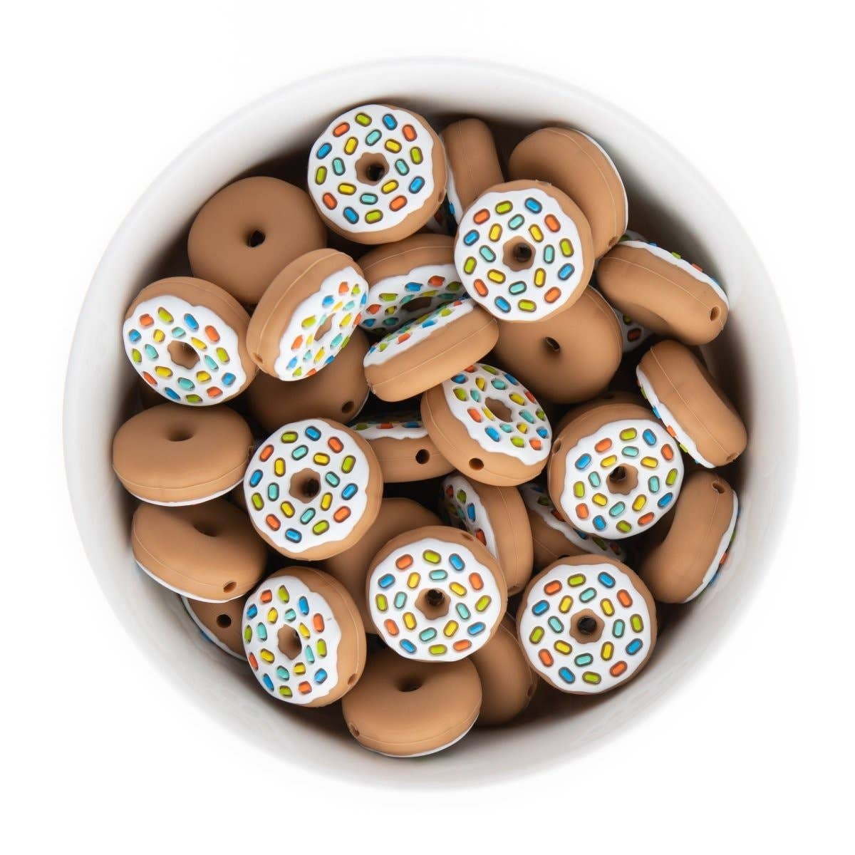 Cara & Co Silicone Craft Supply - Wholesale Craft Supplies - Sprinkle Donut Silicone Focal Beads1