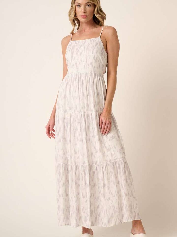 mittoshop - Wholesale Dress - Women's - H42980-PAINT PRINT SQUARE NECK MAXI DRESS