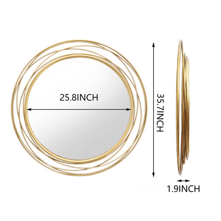 Paris Loft Inc - Wholesale Wall mirror - PARISLOFT 35.7'' Gold Circle Mirror with Metal Wire Frame8