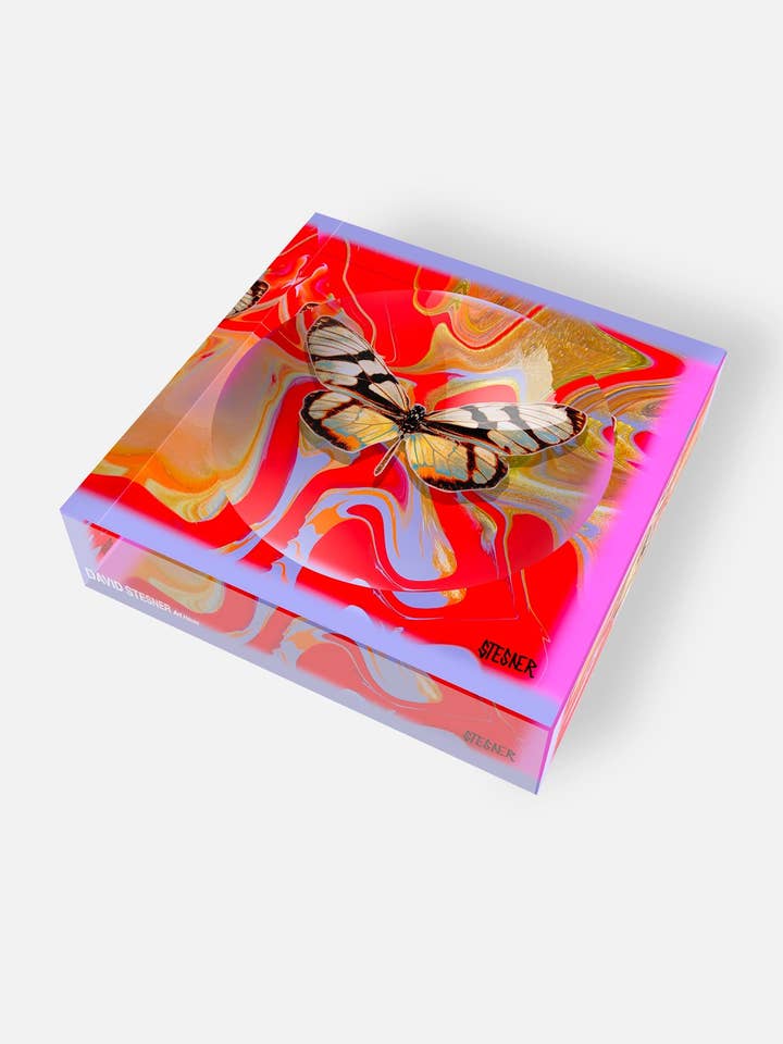 Skarlagenrød Marmor Flyvende Sommerfugl Akryl Smykkeskål for engroshandel hos David Stesner ArtHouse