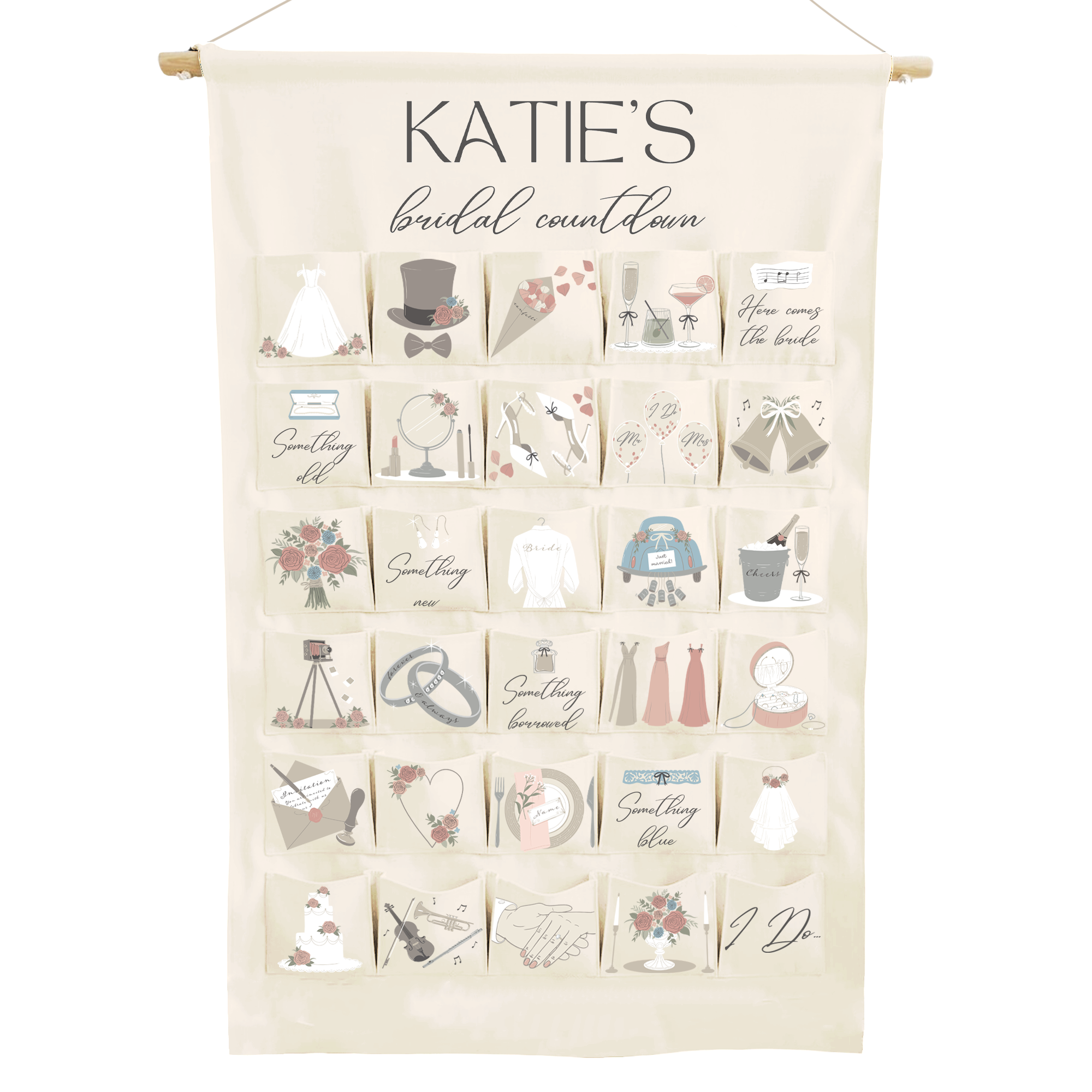 PersyBoo - Wholesale Calendar - Personalised Fabric Bridal Countdown Calendar2