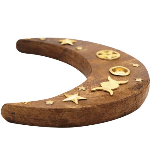 Green Tree – wholesale Incense holder – Crescent Moon Incense Holder - Pentagram & Triple Moon