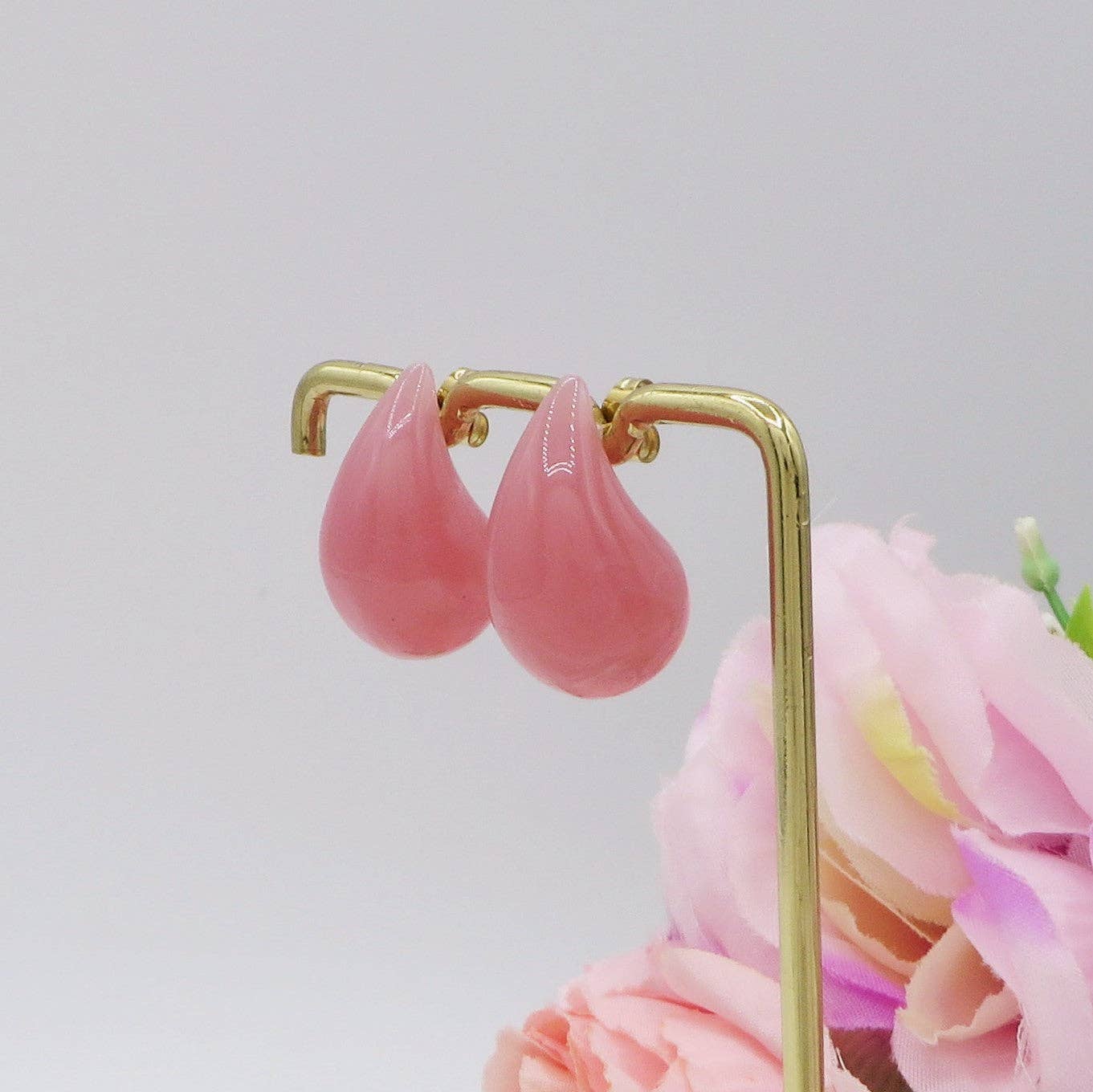 Daemon srls – Brincos de argola por atacado – DROP SUMMER - Brincos gota bombê em aço inoxidável com resina semitransparente, par2