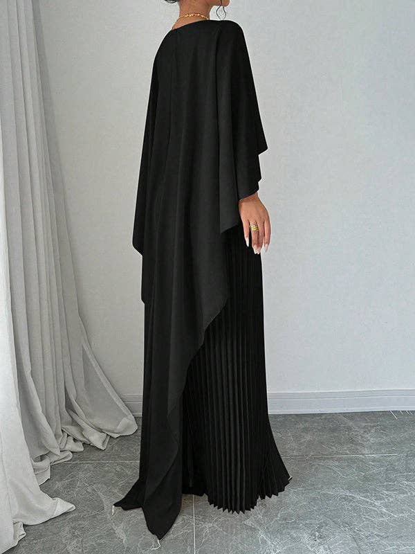 UZ Wholesale Store - Wholesale Dress - Women's - Cape High-Low Pleated Evening Maxi Dress7