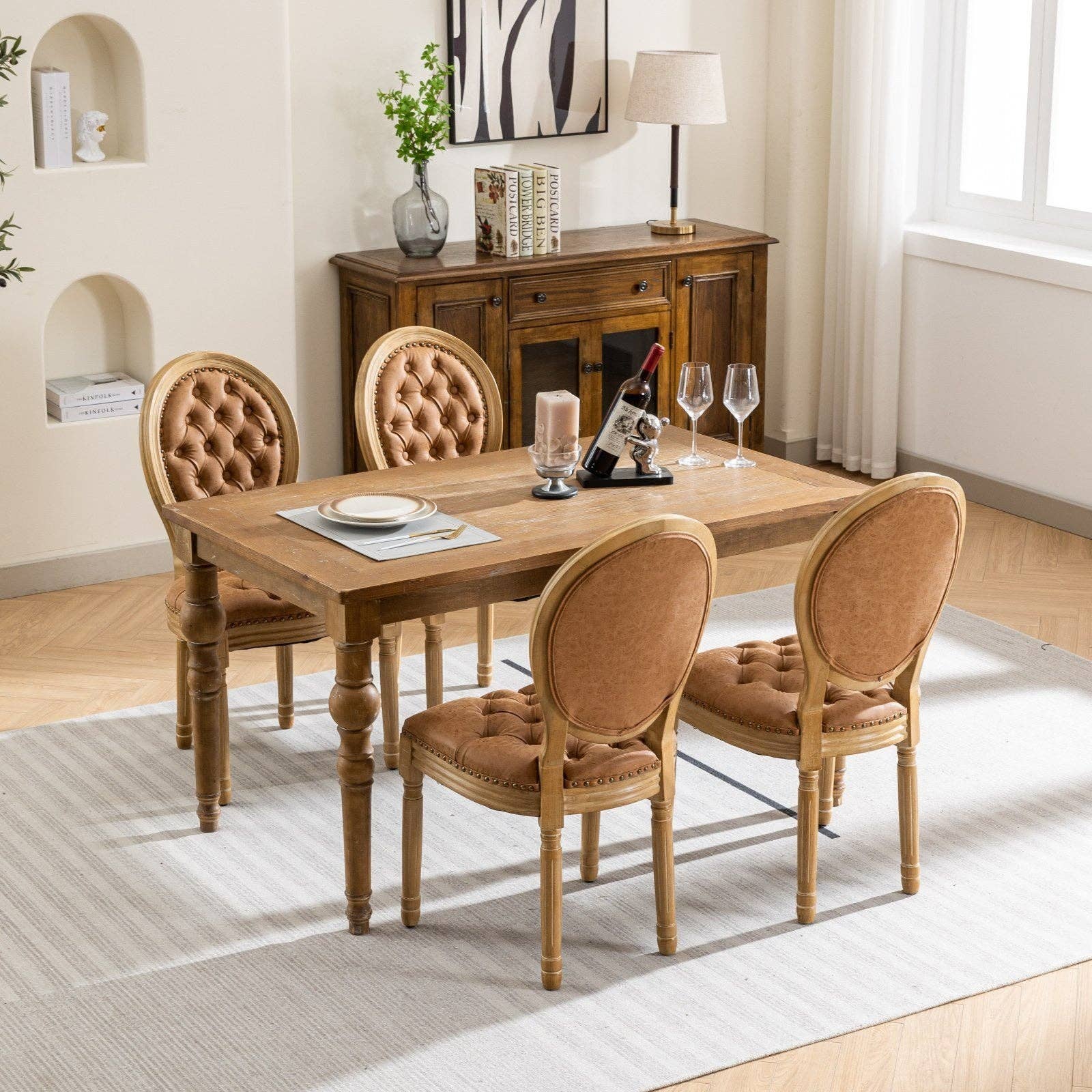 BlakOutlet - Vente Chaises - Ensemble de 2 chaises de salle à manger antiques en bois massif de style français17