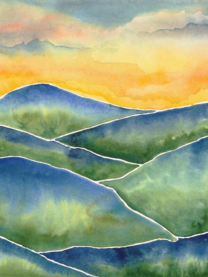 Montagnes de Santa Cruz - Impression giclée pour la vente par True Blue Textile Studio