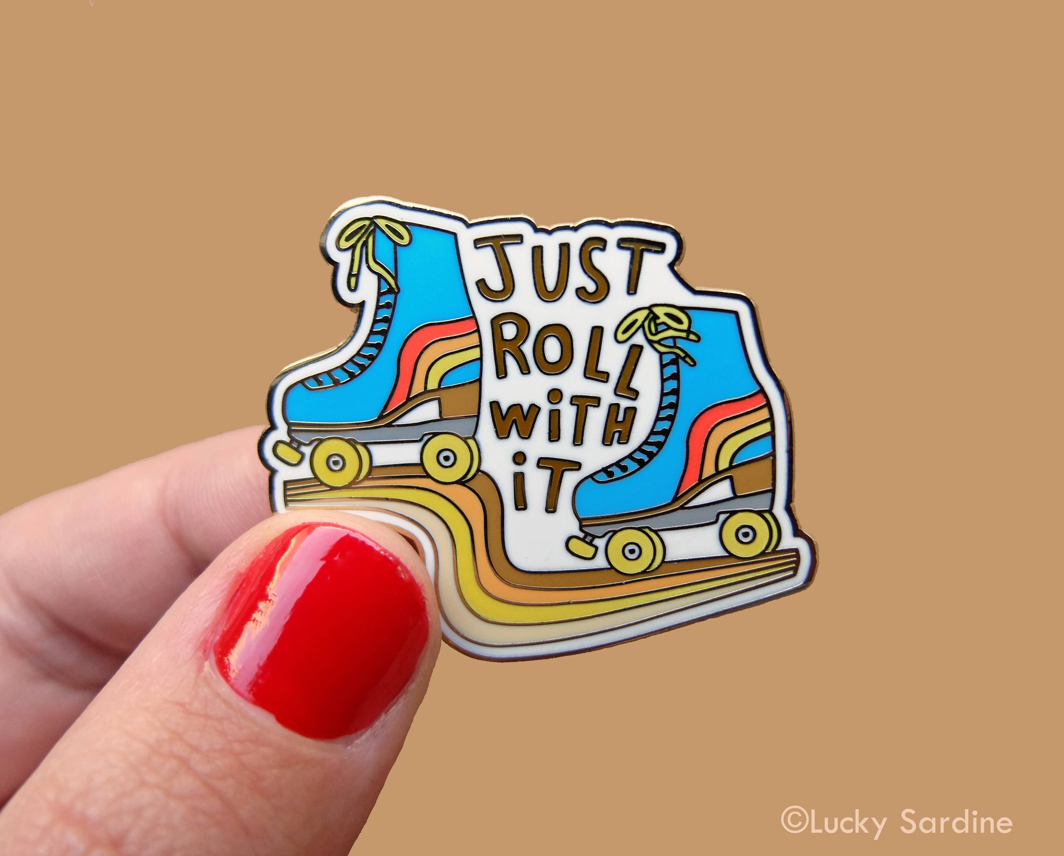 Lucky Sardine - Wholesale Lapel Pin/Button - Roller Skate, Roll With It, Retro 70s 80s Vintage Enamel Pin6