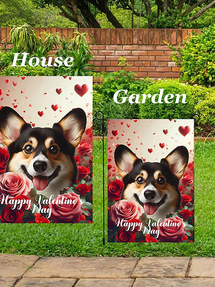 Corgi Pembroke Welsh Tri - Valentine Garden Flag for wholesale by Best of Breed Products