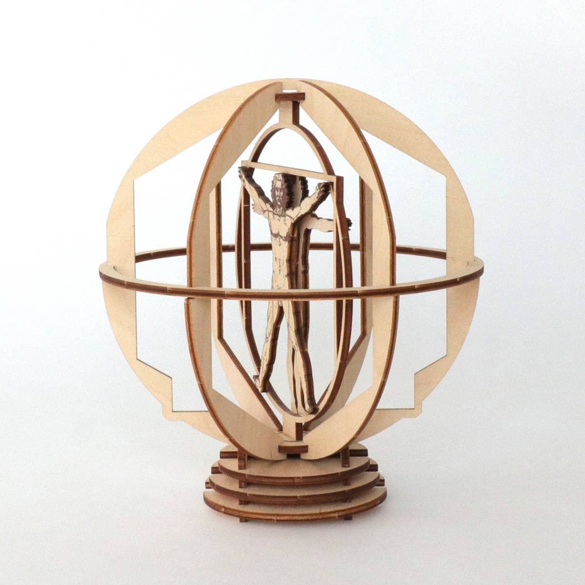 Dahimo - Vente Kit de bricolage - Maquette en bois rotative de l’Homme de Vitruve de Da Vinci - Kit historique3