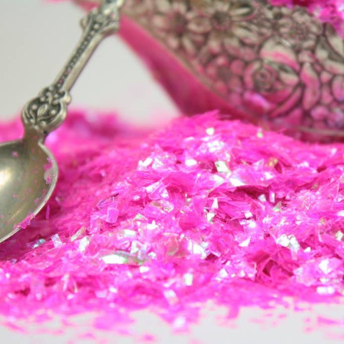 Pink - Iridescent Glass Glitter Ice Flakes for wholesale on Faire