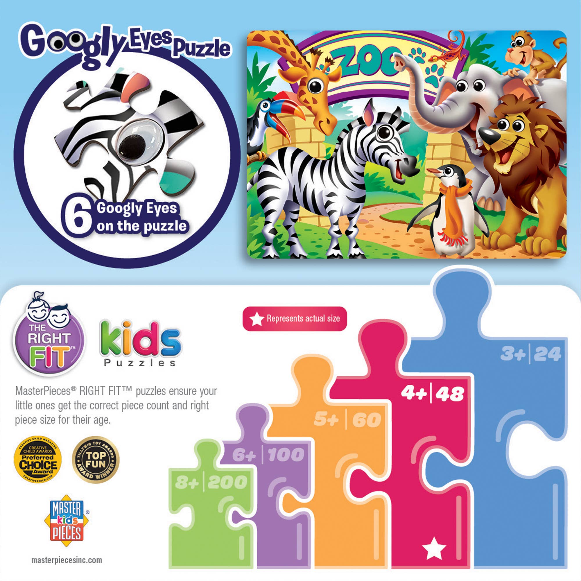 Masterpieces Puzzles - Wholesale Puzzle - Kids - Googly Eyes - Zoo Animals 48 Piece Puzzle2