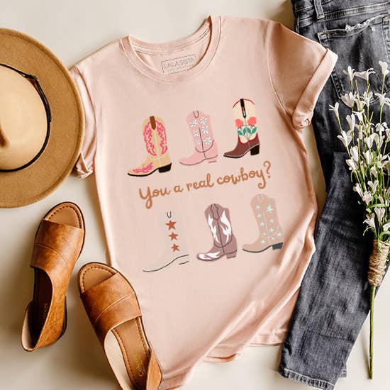 Camiseta gráfica "¿Eres un vaquero de verdad?" para venta al por mayor de LaLaSista