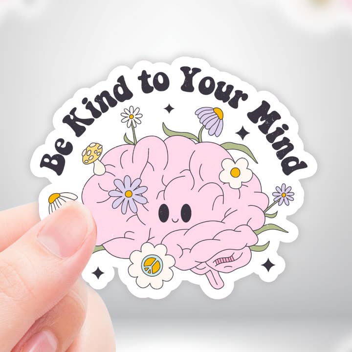 Coyote Color - Wholesale Sticker - Be Kind To Your Mind Cute Mental Health Die-Cut Sticker0