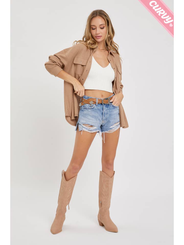 Sweet Lovely by Jen - Wholesale Button Down Shirt - Women's - PLUS SIZE BUTTON DOWN OVERSIZED SHIRTS12