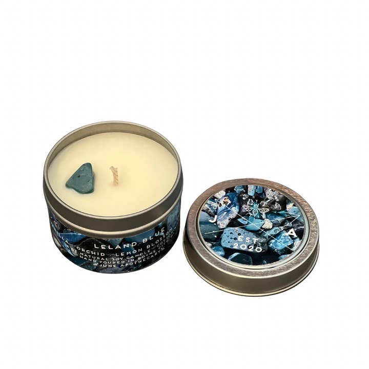 June Apothicarie - Wholesale Travel Candles - Leland Blue 4oz Travel Candle - Michigan