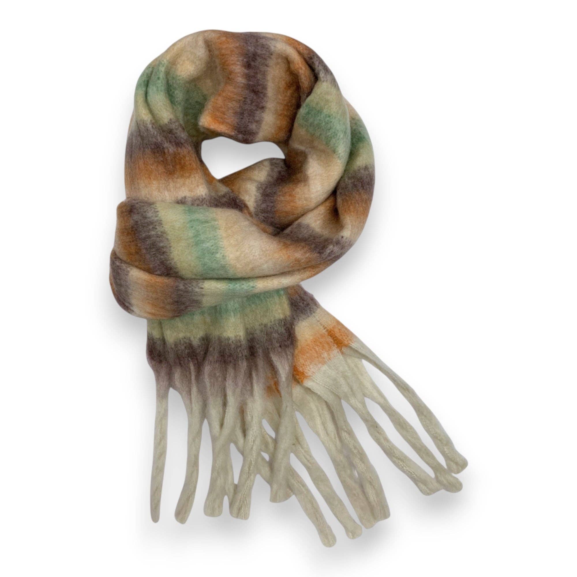 Lili Scarves (US Duty Free) - Vente Écharpe – femme - Écharpe d'hiver en laine mélangée duveteuse à rayures3