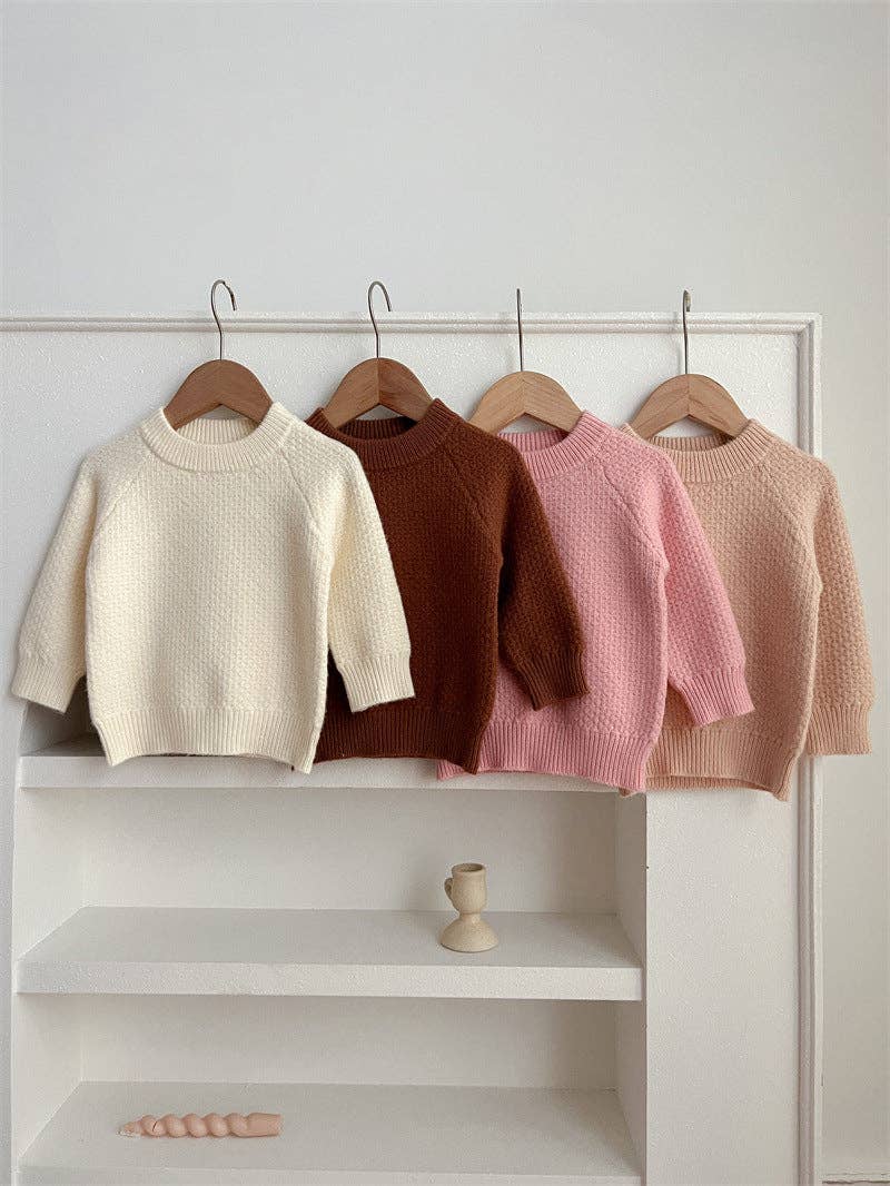 MyKids-USA® - Wholesale Knit Sweater - Baby - Baby Girl 4 Colors Solid Knitting Sweater Round Collar Pullover9