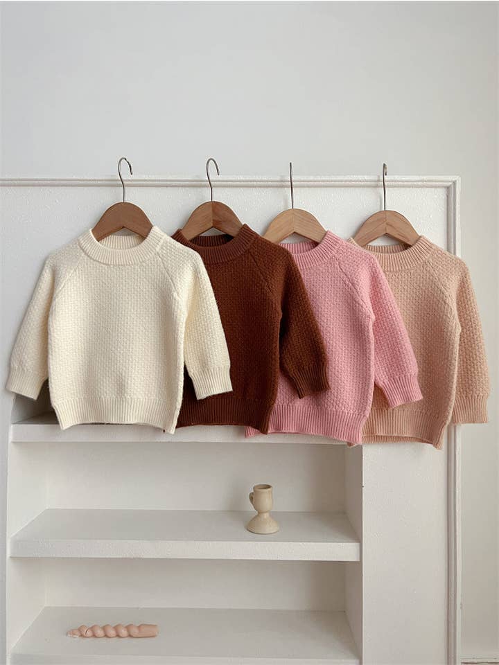 MyKids-USA® - Wholesale Knit Sweater - Baby - Baby Girl 4 Colors Solid Knitting Sweater Round Collar Pullover9