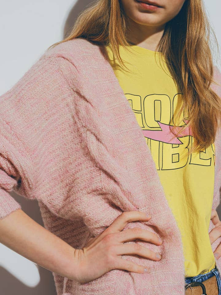 Knitted Cardigan in Pink for wholesale on Faire