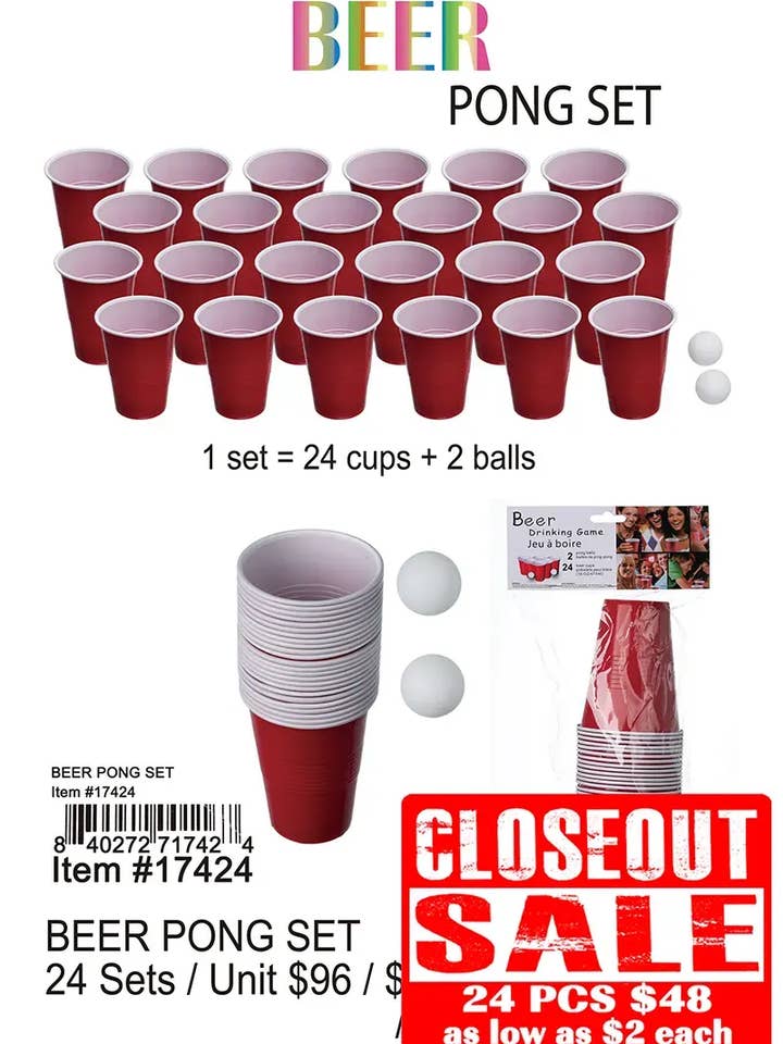 Juego de Beer Pong 24 Piezas. para venta al por mayor de Puka Creations