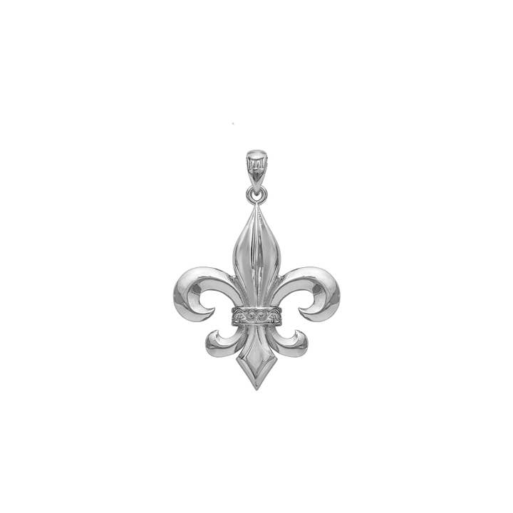 Pingente Fleur de Lis - Ouro Branco por atacado de Marcozo