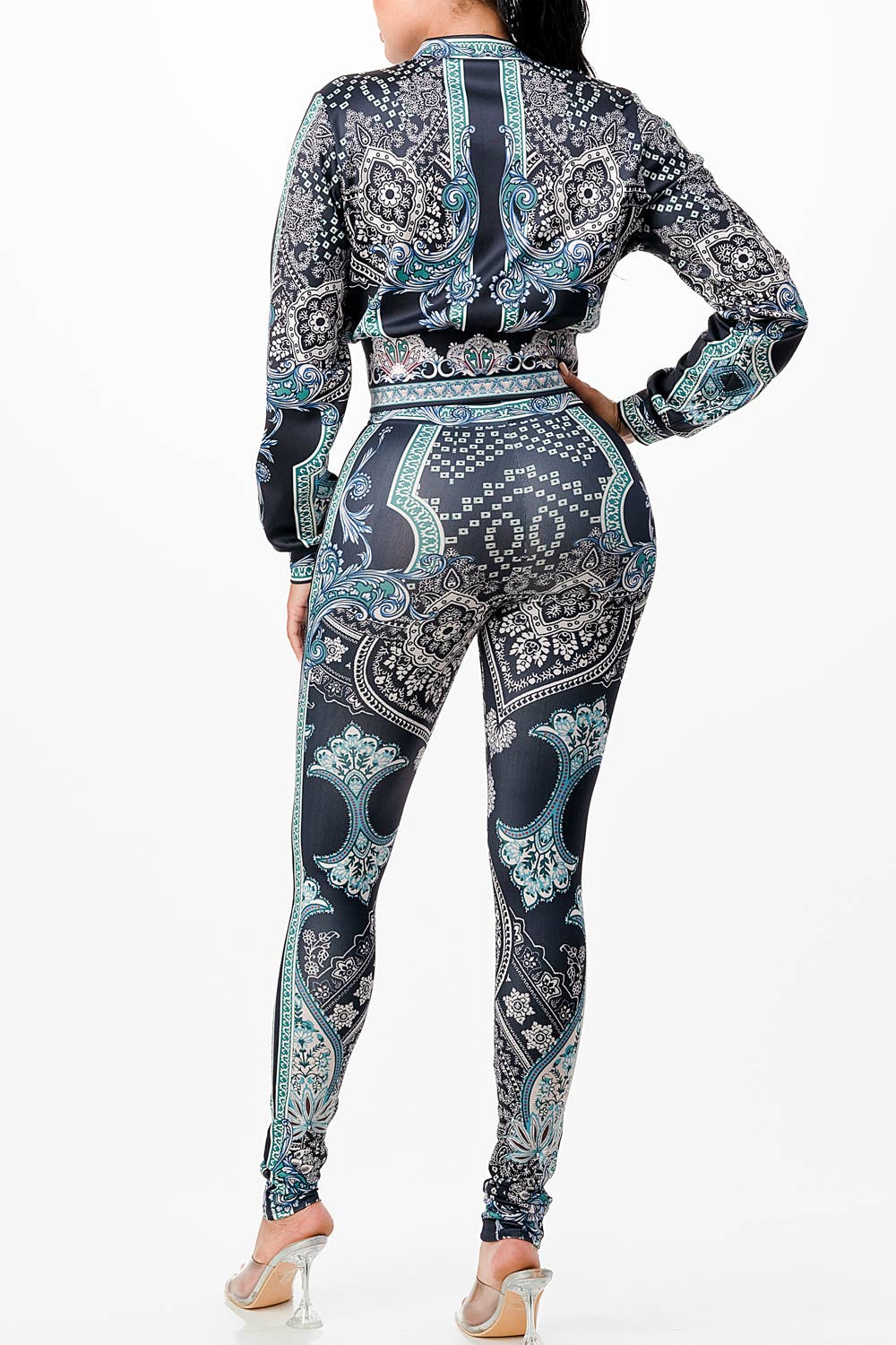 Her Bottari - Wholesale Top & Pant Set (NOT Loungewear) - Women's - BJ2085-SET_Zip-up style jacket with leggings set4