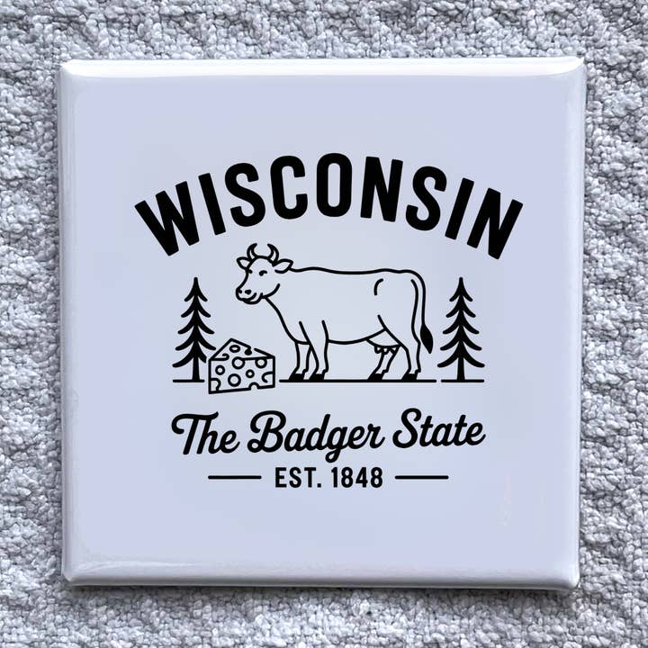 Wisconsin 2x2" State Magnet-Handmade Fridge Souvenir for wholesale by Made With Aloha Magnets,llc