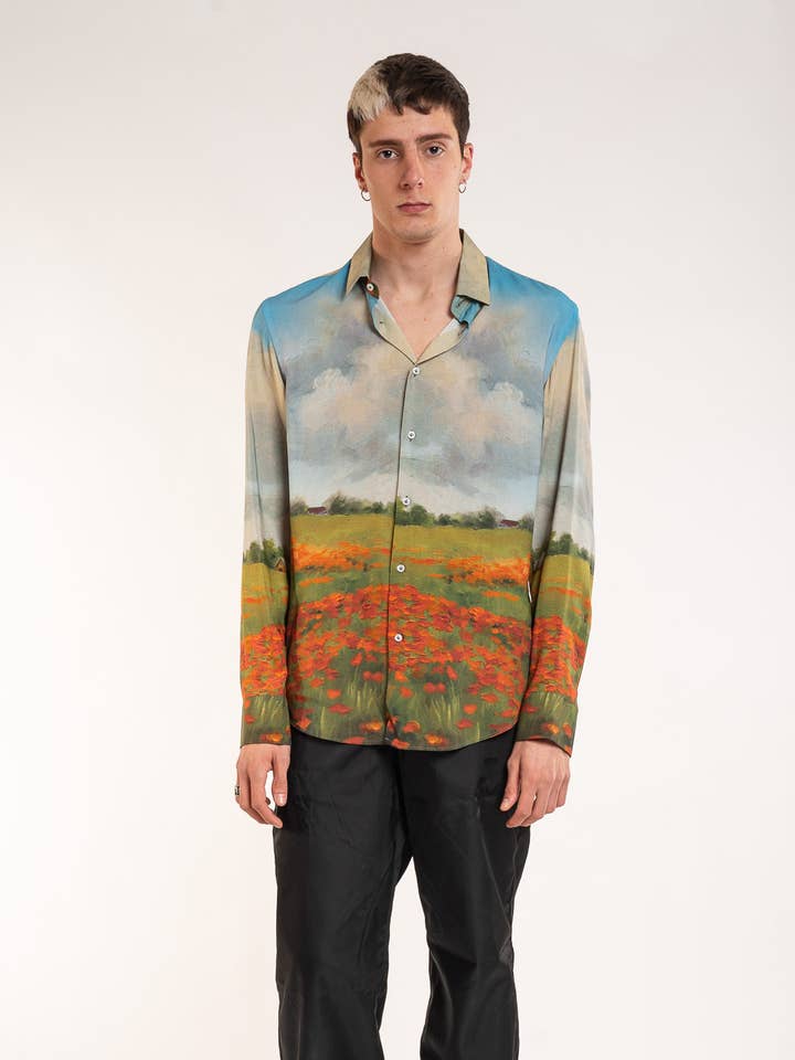 Unisex shirt 'POPPIES' for wholesale by Benevierre