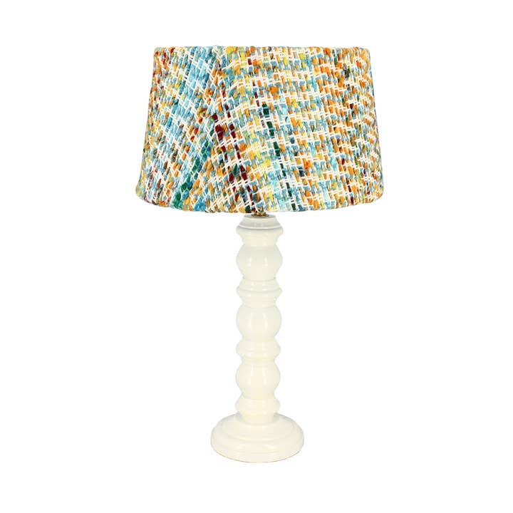 WHITE WOODEN FLOOR LAMP W/DAY TWEED H51CM ROMY for wholesale by Now's Home