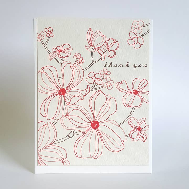 Thank You Dogwood Blossom Greeting Card for wholesale by Little Green