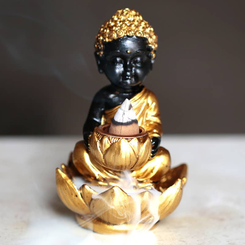 Puckator EU - Wholesale Incense Holder - Small Buddha and Lotus Backflow Incense Burner2