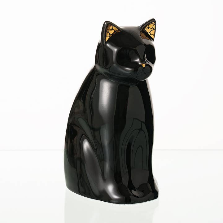 Pulvis Art Urns – Großhandel Haustier-Urne/Andenken-Box – "Meow" Tierurne für Katze – Schwarz | Keramik0