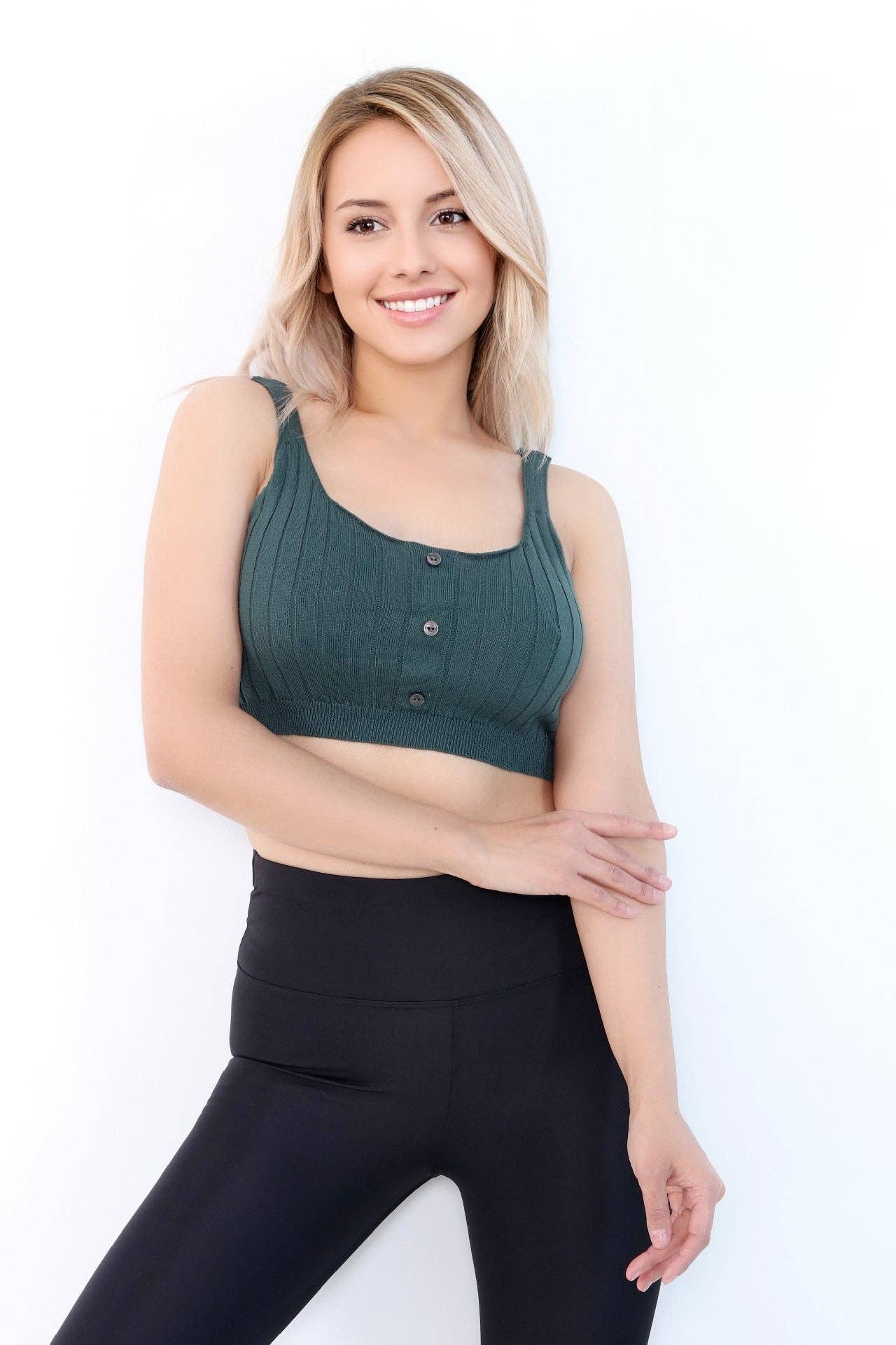 Beje Wear - Wholesale Tank Top - Women's - Front Button Rib Crop Tank Top// 100% Organic Cotton19