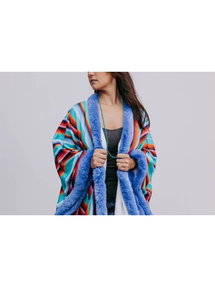 MK135 Lubbock Fur Trim Poncho - Serape for wholesale on Faire
