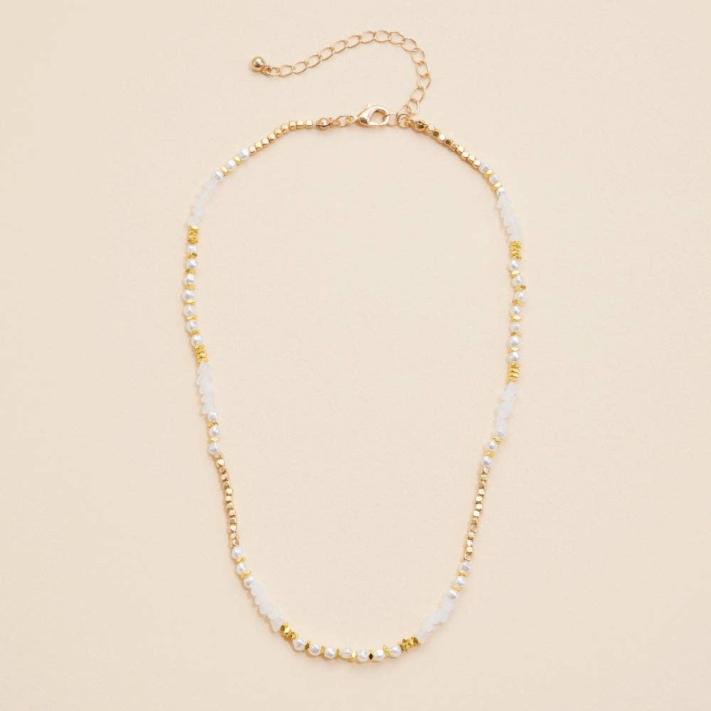 Frem – wholesale Beaded/pearl necklace – Glass Pearl & Metal Beaded Necklace1