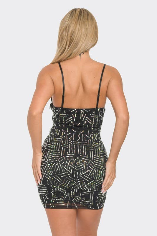 BANJUL - Venta al por mayor Vestido - Mujer - BCCDS62728 Vestido ajustado mini con escote en V y pedrería15