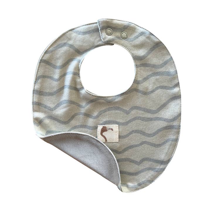 Double Sided Blue ’Waves’ Bib for wholesale by AUNTIE ME