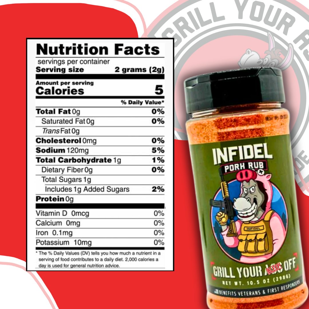 Grill Your Ass Off - Spices, Rubs, Seasonings, Sauces, Jerky - Wholesale Rub - Infidel Pork Rub™ – Bold Flavor for Unforgettable BBQ
5